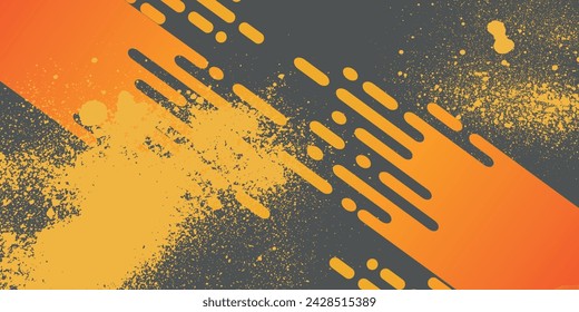 Yellow and black backdrop with dot halftone pattern element. Abstract brush grunge background.