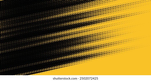 Yellow and black backdrop with dot halftone pattern element. Abstract brush grunge background. retro comic concept for your graphic design, banner or poster See Less