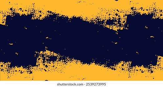 Plano de fundo amarelo e preto com elemento de padrão de meio-tom de ponto. Fundo do grunge do pincel abstrato.