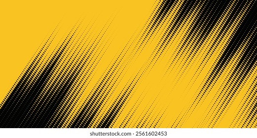 Yellow and black backdrop with dot halftone pattern element.