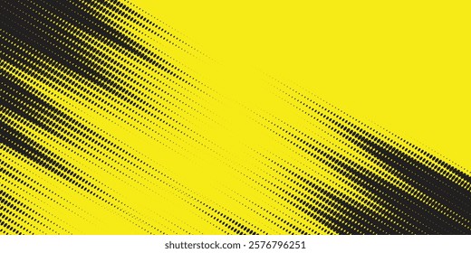Yellow and black backdrop with dot halftone pattern element. Abstract brush grunge background. retro comic concept for your graphic design, banner or poster. Vector illustration.