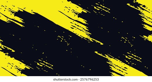 Yellow and black backdrop with dot halftone pattern element. Abstract brush grunge background. retro comic concept for your graphic design, banner or poster. Vector illustration.