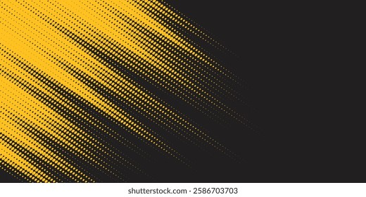 Yellow and black backdrop with dot halftone pattern element. Abstract brush grunge background. retro comic concept for your graphic design, banner or poster See Less