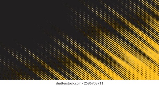 Yellow and black backdrop with dot halftone pattern element. Abstract brush grunge background. retro comic concept for your graphic design, banner or poster See Less