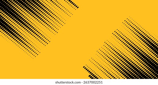 Yellow and black backdrop with dot halftone pattern element. Abstract brush grunge background. retro comic concept for your graphic design, banner or poster See Less