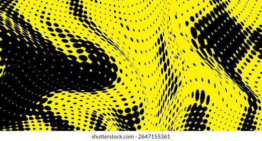 Yellow and black backdrop with dot halftone pattern element. Abstract brush grunge background. retro comic concept for your graphic design, banner or poster. Vector illustration.
