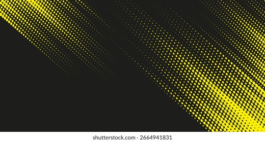 Fondo amarillo y negro con elemento de patrón de semitono de punto. Fondo Abstractas del grunge del cepillo. concepto cómico retro para su Diseño gráfico,