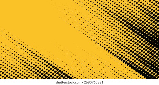 Fondo amarillo y negro con elemento de patrón de semitono de punto. Fondo Abstractas del grunge del cepillo. concepto cómico retro para su Diseño gráfico