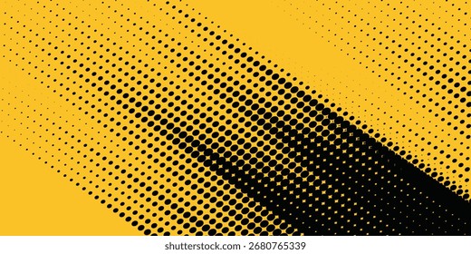 Fondo amarillo y negro con elemento de patrón de semitono de punto. Fondo Abstractas del grunge del cepillo. concepto cómico retro para su Diseño gráfico