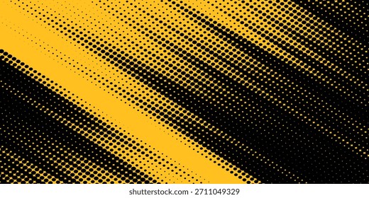 Yellow and black backdrop with dot halftone pattern element. Abstract brush grunge background. retro comic concept for your graphic design, banner or poster See Less

