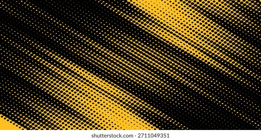 Yellow and black backdrop with dot halftone pattern element. Abstract brush grunge background. retro comic concept for your graphic design, banner or poster See Less

