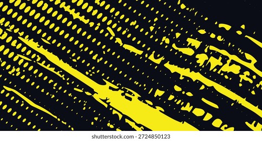 Fondo amarillo y negro con elemento de patrón de semitono de punto. Fondo Abstractas del grunge del cepillo. concepto cómico retro para su Diseño gráfico, Anuncio o cartel.

