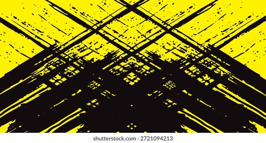 gelber und schwarzer Hintergrund mit gepunkteten Rasterelementen. Abstrakter, gebürsteter farbiger Hintergrund. Retro-Comic-Konzept für Ihr Grafikdesign, Banner oder Poster, Vektorgrafik.