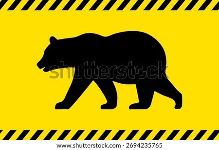 Yellow and black background illustration of bear danger, caution, warning, etc.