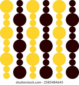 yellow and black background with white polka dots pattern, block checkerboard design for fabric printing as repeat pattern, yellow circle strip vertical line