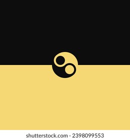 Yellow and black background with yin yang symbol. Editable vector template.