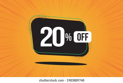 yellow and black banner 20 percent off floating promotion and offer