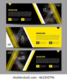 Yellow and black Banner Template vector, horizontal banner,advertising display layout, flyer design