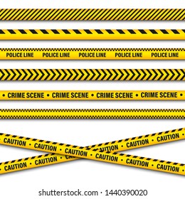 Yellow And Black Barricade Construction Tape. Police Warning Line. Brightly Colored Danger or Hazard Stripe. Vector illustration