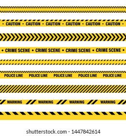 Yellow And Black Barricade Construction Tape. Police Warning Line. Brightly Colored Danger or Hazard Stripe. Vector illustration