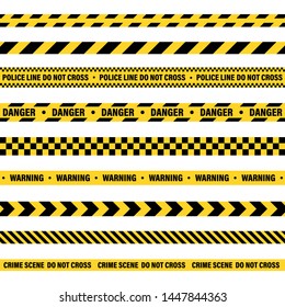 Yellow And Black Barricade Construction Tape. Police Warning Line. Brightly Colored Danger or Hazard Stripe. Vector illustration