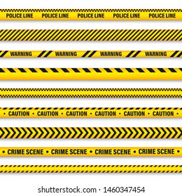 Yellow And Black Barricade Construction Tape. Police Warning Line. Brightly Colored Danger or Hazard Stripe. Vector illustration