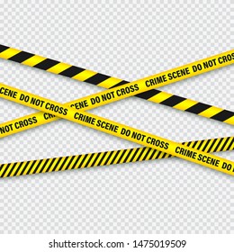 Yellow And Black Barricade Construction Tape. Police Warning Line. Brightly Colored Danger or Hazard Stripe. Vector illustration.