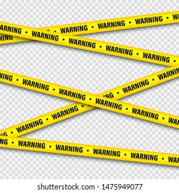 Yellow And Black Barricade Construction Tape. Police Warning Line. Brightly Colored Danger or Hazard Stripe. Vector illustration.