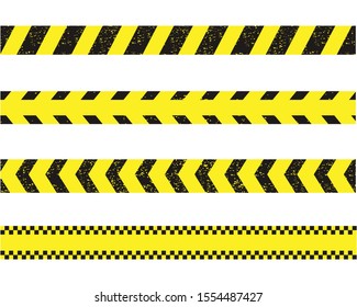 Yellow and Black Barricade Construction Tape Collection. police stripe. Vector illustration.