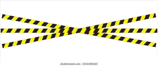 Yellow and Black Barricade Construction Tape police stripe. Vector illustration.