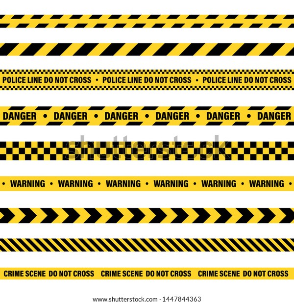 Yellow And Black Barricade Construction\
Tape. Police Warning Line. Brightly Colored Danger or Hazard\
Stripe. Vector\
illustration