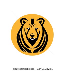 Yellow black bear icon logo vector illustration illustration