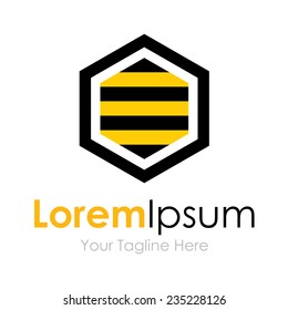 Yellow black bee hexagon shape concept elements icon logo