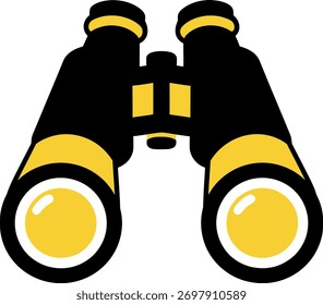 Icono de Vector de binoculares amarillo y negro