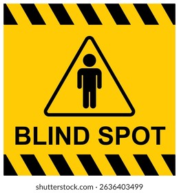 Yellow and black blind spot warning sign.