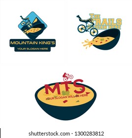 yellow black blue red combination mountain bowl rhombus sauce people bicycle logo design concept vector suitable for food drink business industrial restaurant 