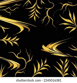 Hojas botánicas amarillas y negras de fondo vectorial con un tema elegante y natural. Papel de pantalla decorativo para publicaciones en medios sociales, papel impreso, pegatinas y otros fines.