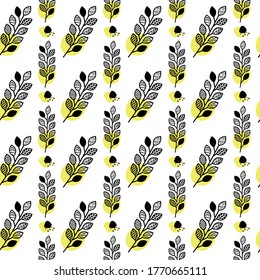 yellow and black botanical pattern