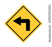 Yellow Black Box Rectangle Sharp Left Turn Merging Traffic Signal Side Pavement Ends Deer Bicycle Crossing RR Railroad Crossing Loose Gravel Dip Low Place Ahead Road Sign Traffic Warning Regulatory Si