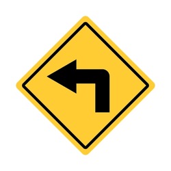 Yellow Black Box Rectangle Sharp Left Turn Merging Traffic Signal Side Pavement Ends Deer Bicycle Crossing RR Railroad Crossing Loose Gravel Dip Low Place Ahead Road Sign Traffic Warning Regulatory Si