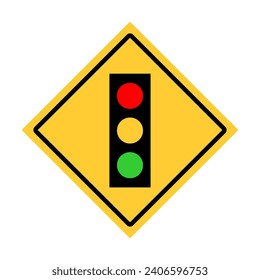 Yellow Black Box Rectangle Traffic Signal Ahead Road Sign Traffic Warning Regulatory Sign Signage Vector EPS PNG Transparent No Background Clip Art 