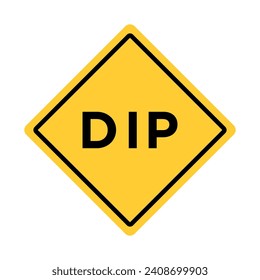 Yellow Black Box Rectangle Traffic Signal Dip Low Place Ahead Road Sign Traffic Warning Regulatory Sign Signage Vector EPS PNG Transparent No Background Clip Art 