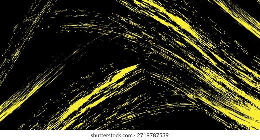 Etiqueta engomada negra amarilla del coche del modelo del movimiento del cepillo, Anuncio abstracto, líneas deportivas, combinación negra amarilla del color, modelo del movimiento del cepillo, diseño de carreras del automovilismo del grunge, Ilustración vectorial.