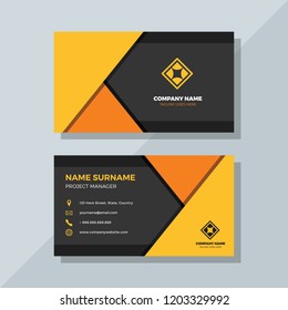 Yellow and Black Business Card with Geometric Shapes