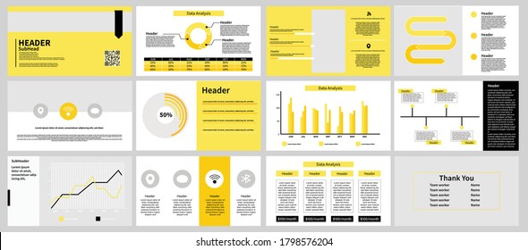 Plantilla de diseño PPT para empresas amarillas y negras 