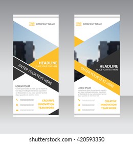 Yellow black Business Roll Up Banner flat design template ,Abstract Geometric banner Vector illustration set