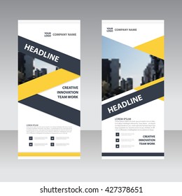 Yellow black Business Roll Up Banner flat design template ,Abstract Geometric banner Vector illustration set