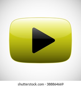 yellow, black button color. Rounded square web button isolated.