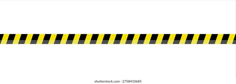Yellow black caution stripe border. Hazard warning tape pattern design. Industrial safety stripe banner element. Construction danger stripe divider