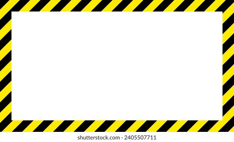 Yellow and Black Caution Striped Background. Construction Warning Border on a White Background